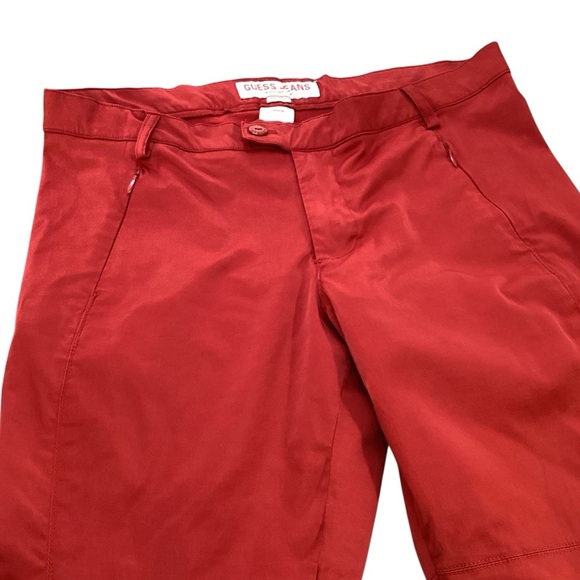GUESS Jeans Red Chino Pants Y34A0148 Slim Fit Size 31 Y2K Shiny Stretchy Sexy - Picture 2 of 14